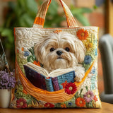 Artisanal Tote - Shih Tzu, Books & Flowers