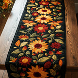 Runner de masă din quilt cu design de floarea-soarelui autumnal