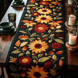 Runner de masă din quilt cu design de floarea-soarelui autumnal