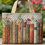 Geantă tote quilted cu design de bibliotecă fermecată