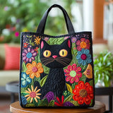 Geantă quilt - Design cu pisică neagră fermecată