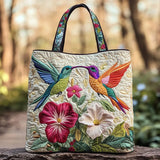 Geantă cu Quilt - Colibri și Floare Albă
