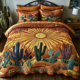 Set de lenjerie de pat 3 piese - Design cu cactuși la apus