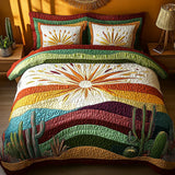 Set de lenjerie de pat 3 piese cu quilt - Cactus la apus