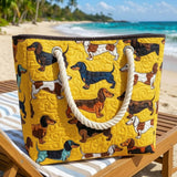 Geantă de plajă artizanală cu design cu Dachshund