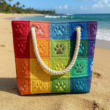 Geantă de plajă artizanală | Design cu amprente de pași