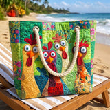 Geantă de plajă cu design funky inspirat de pui