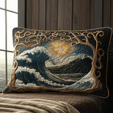 Marine Wave Design - Quilted Pillow Cover