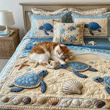 Set de 3 piese cuvertură matlasată - Design cu motive marine