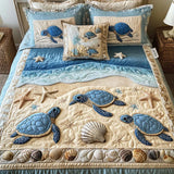 Set de 3 piese cuvertură matlasată - Design cu motive marine