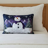 Pernă decorativă quiltată în formă de om de zăpadă violet