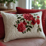 Perna quilted cu design floral de grădină de trandafiri