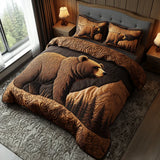 Set de pătură matlasată cu design de animale din pădure, 3 piese