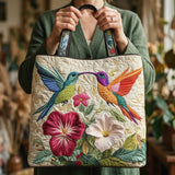 Geantă cu Quilt - Colibri și Floare Albă