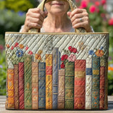 Geantă tote quilted cu design de bibliotecă fermecată